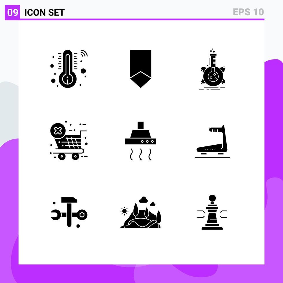 Modern Set of 9 Solid Glyphs Pictograph of food store research ecommerce development Editable Vector Design Elements