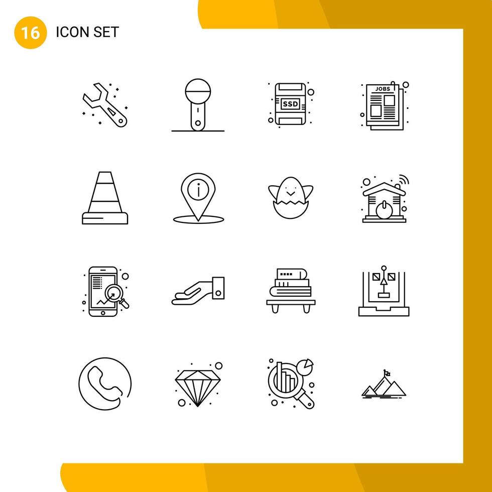 Stock Vector Icon Pack of 16 Line Signs and Symbols for construction job ad technology post ad Editable Vector Design Elements