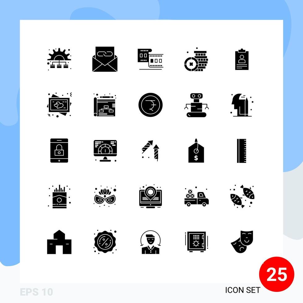 Pictogram Set of 25 Simple Solid Glyphs of application money envelope ireland strip Editable Vector Design Elements