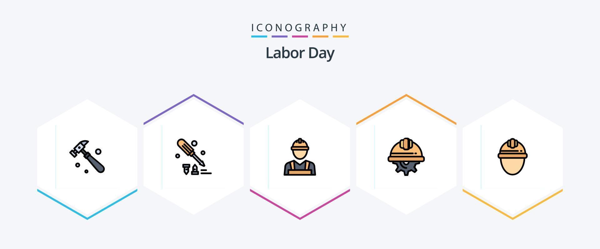 Labor Day 25 FilledLine icon pack including day. labour. builder. labor. day vector