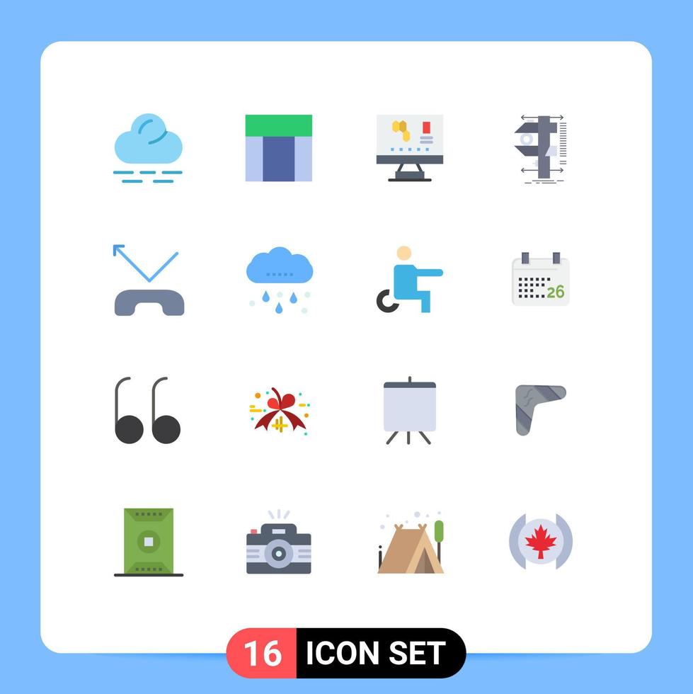 Set of 16 Commercial Flat Colors pack for missed measurement computer physics caliper Editable Pack of Creative Vector Design Elements