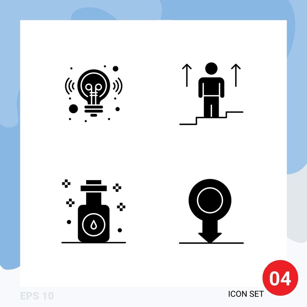 Mobile Interface Solid Glyph Set of Pictograms of idea aromatherapy solution arrow oil Editable Vector Design Elements