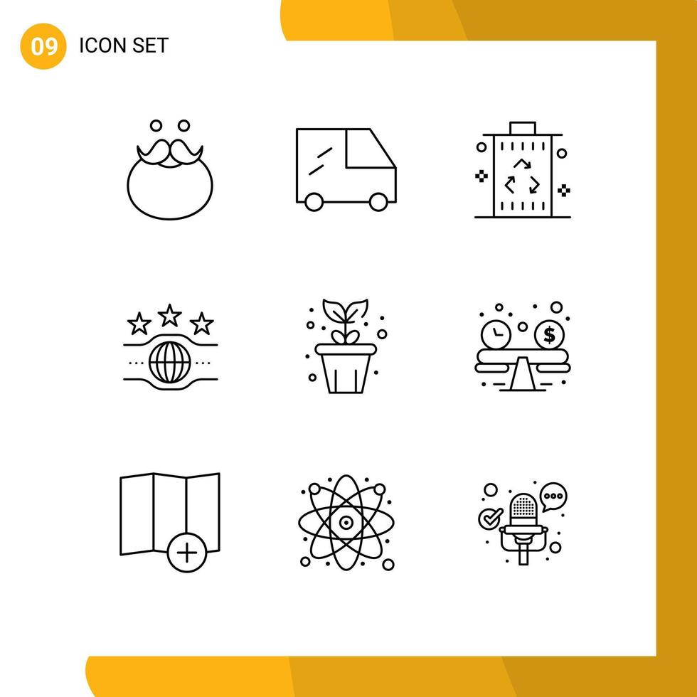 9 User Interface Outline Pack of modern Signs and Symbols of pot sport energy championship belt Editable Vector Design Elements