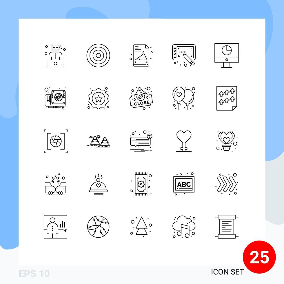 Line Pack of 25 Universal Symbols of money finance back to school computer stylus Editable Vector Design Elements