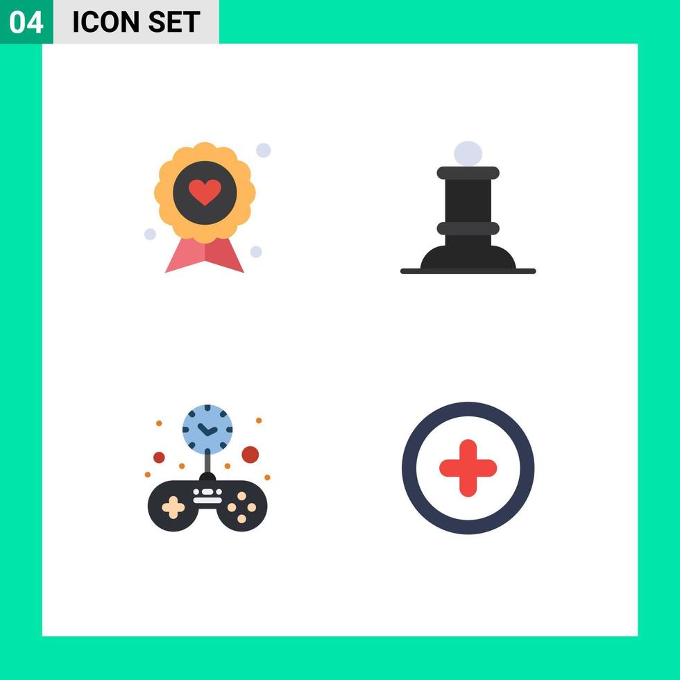 4 Universal Flat Icon Signs Symbols of badge game fathers day chess time Editable Vector Design Elements