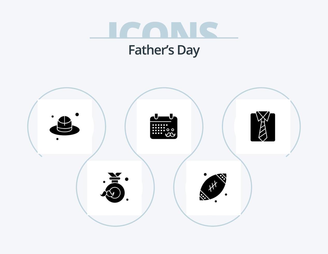 Fathers Day Glyph Icon Pack 5 Icon Design. dad. fathers day. football. father. calender vector