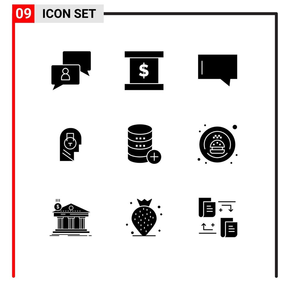 Set of 9 Modern UI Icons Symbols Signs for sal database chat user message Editable Vector Design Elements