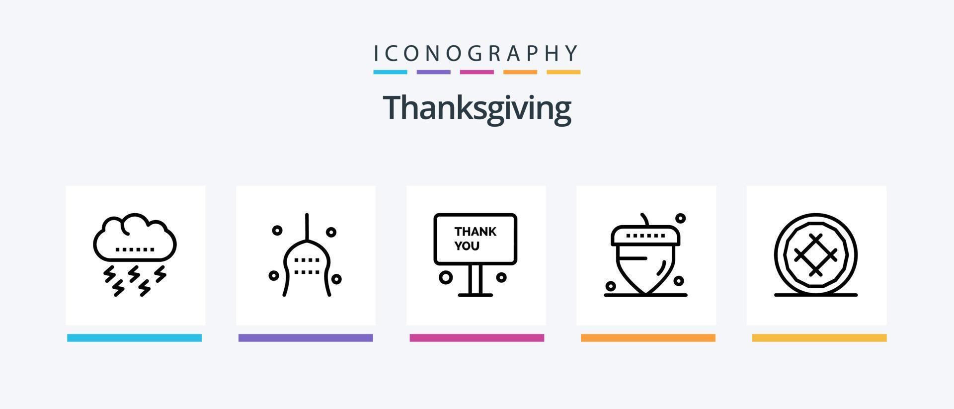 Thanks Giving Line 5 Icon Pack Including lightning. autumn. corkscrew. thanksgiving. fall. Creative Icons Design vector