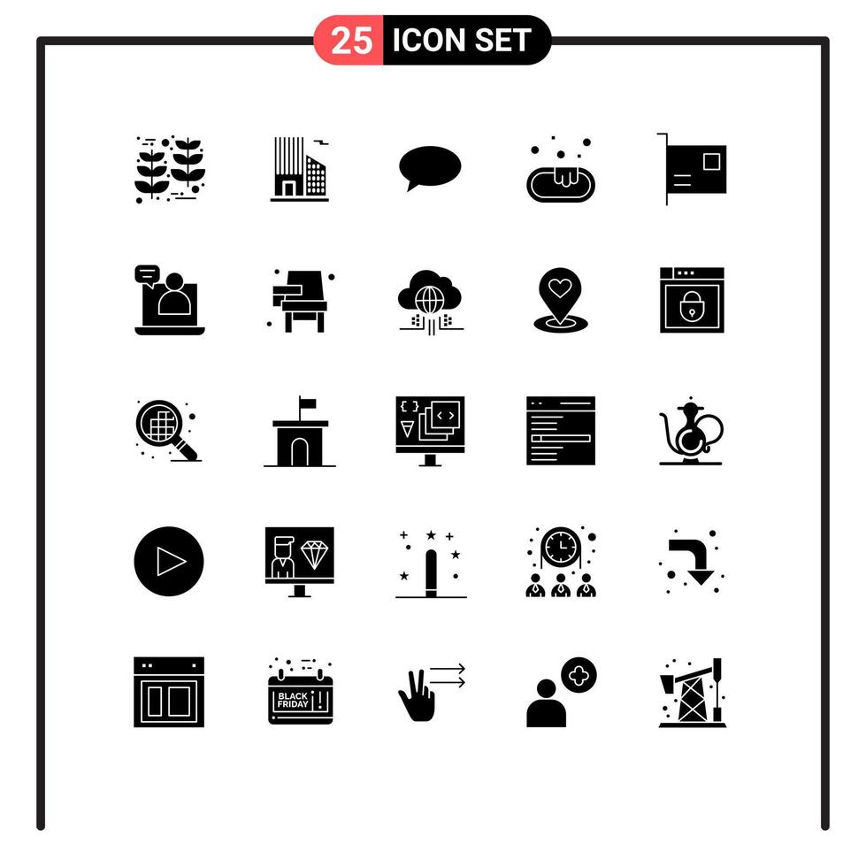 Modern Set of 25 Solid Glyphs and symbols such as gadget computers chating card clean Editable Vector Design Elements
