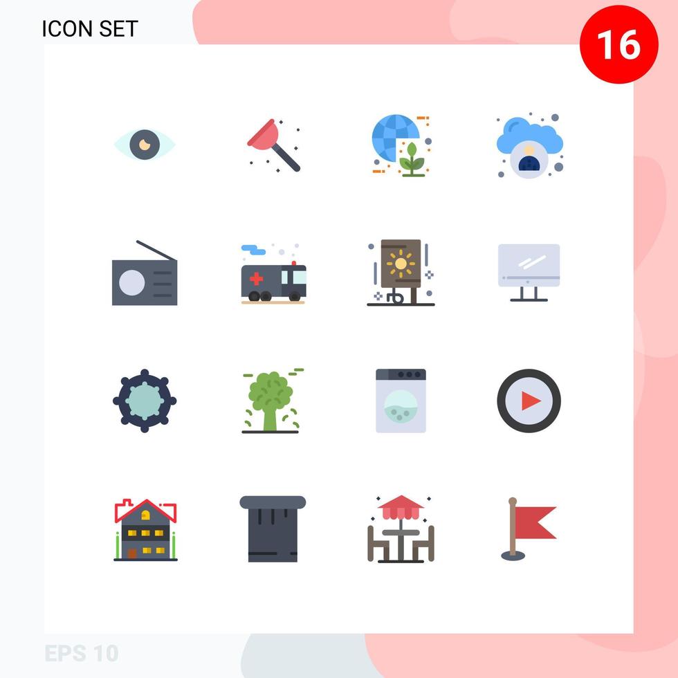 16 iconos creativos, signos y símbolos modernos de dispositivos, administración de servicios en la nube, paquete editable mundial de elementos de diseño de vectores creativos