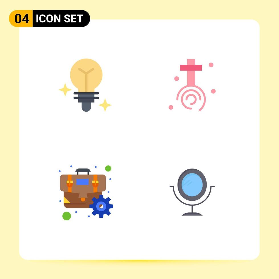 paquete de interfaz de usuario de 4 iconos planos básicos de elementos de diseño de vector editables de espejo de pascua de celebración de equipo de bulbo