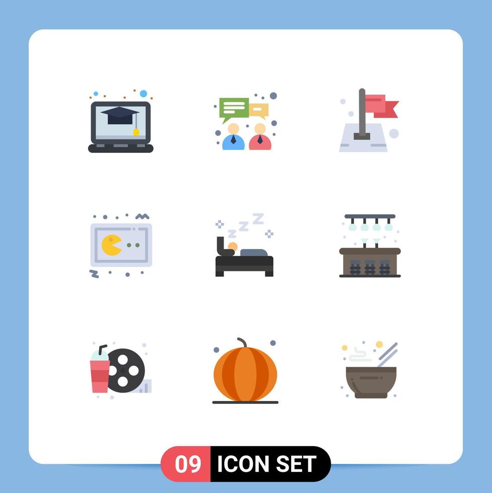 Set of 9 Commercial Flat Colors pack for bedroom console location gamepad game Editable Vector Design Elements
