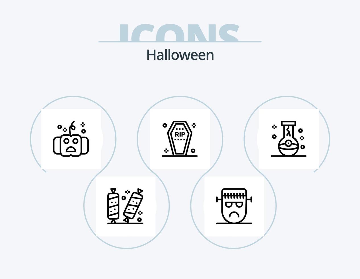 Halloween Line Icon Pack 5 Icon Design. night. halloween. magic. bat. frankenstein vector