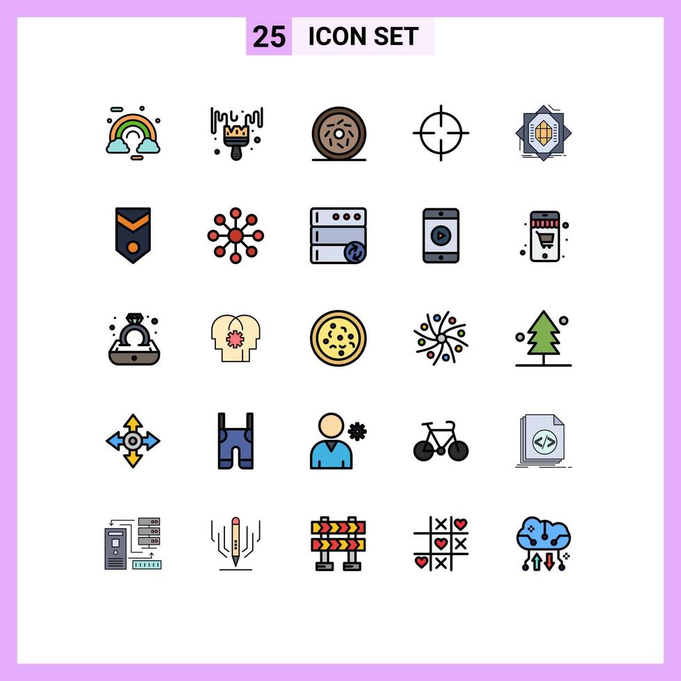 25 Universal Filled line Flat Colors Set for Web and Mobile Applications core symbols hobby symbolism oil Editable Vector Design Elements