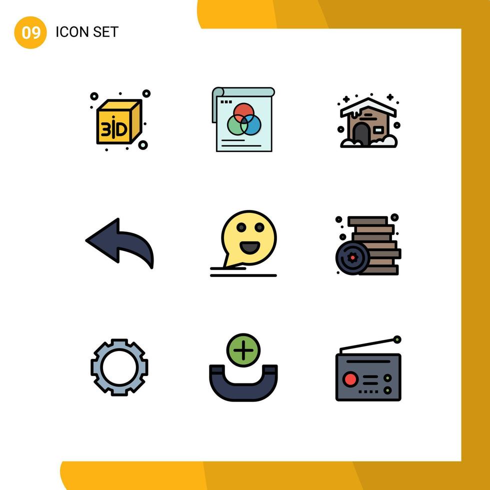 Universal Icon Symbols Group of 9 Modern Filledline Flat Colors of games mail cloudy happy chat Editable Vector Design Elements