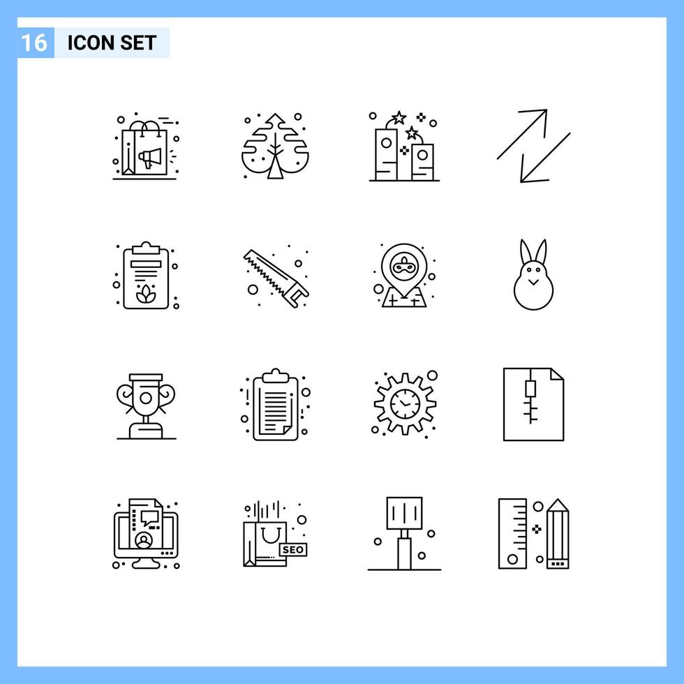 Modern Set of 16 Outlines and symbols such as clipboard change process arrow holidays Editable Vector Design Elements