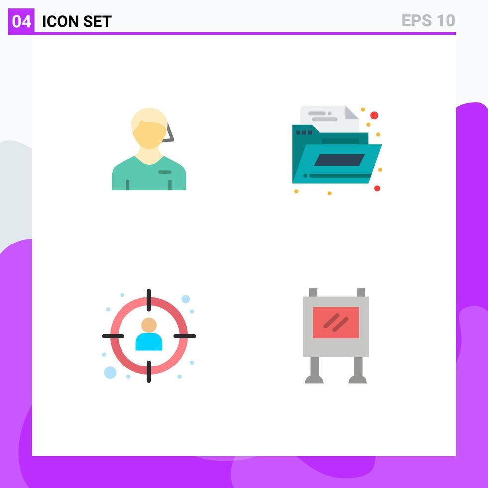 4 Universal Flat Icons Set for Web and Mobile Applications arbiter manager linesman folder target Editable Vector Design Elements