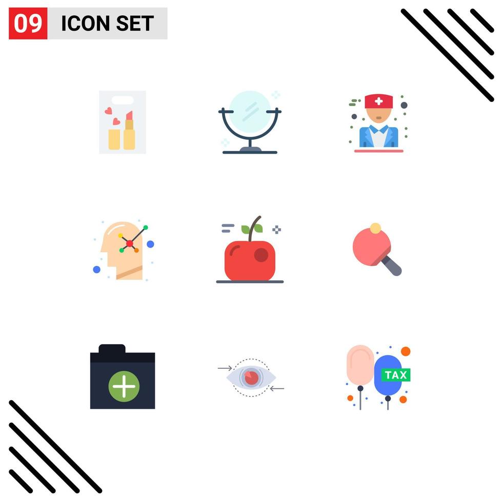 9 Universal Flat Color Signs Symbols of science education male apple psychology Editable Vector Design Elements