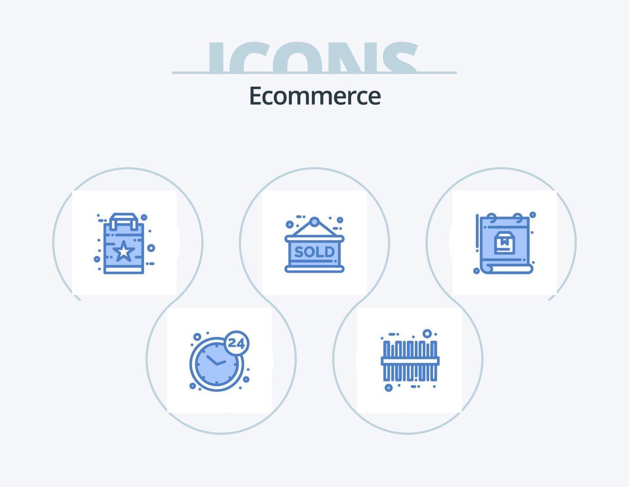 diseño de iconos de paquete de iconos azules de comercio electrónico 5. día. indisponible. bolsa. signo vendido. firmar vector