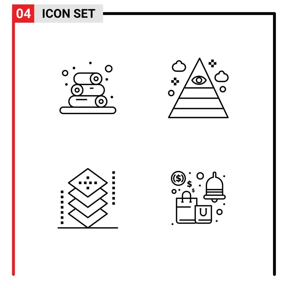 4 Thematic Vector Filledline Flat Colors and Editable Symbols of spa development eye triangle programing Editable Vector Design Elements