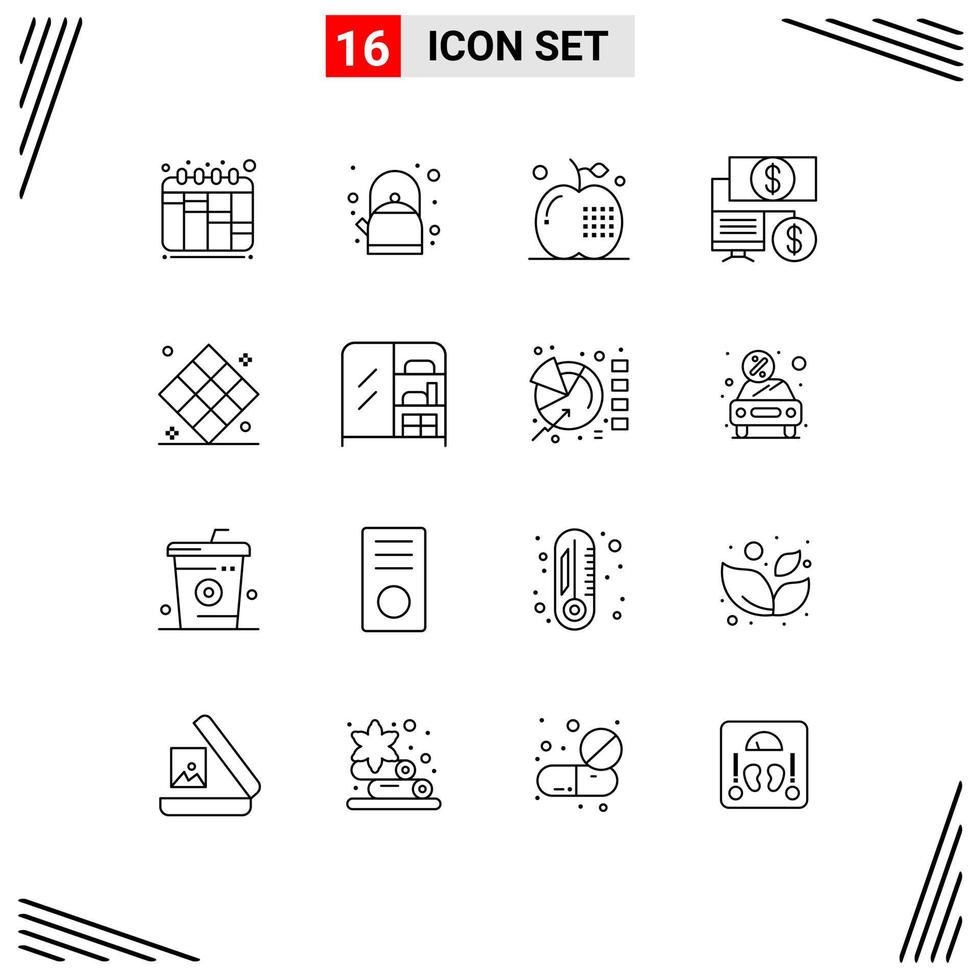 conjunto de 16 iconos modernos de ui símbolos signos para jugar ajedrez bebidas atletismo haga clic en elementos de diseño vectorial editables vector