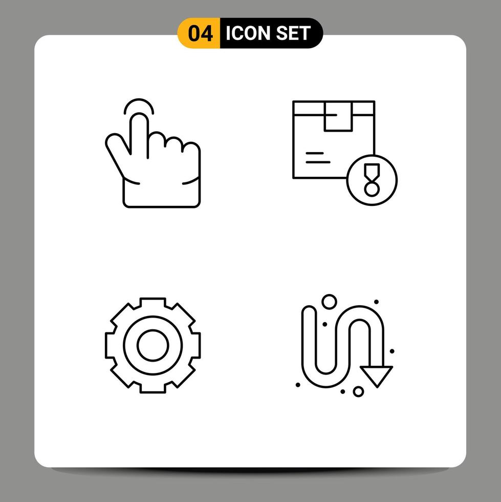 Stock Vector Icon Pack of 4 Line Signs and Symbols for finger general achievement logistic setting Editable Vector Design Elements