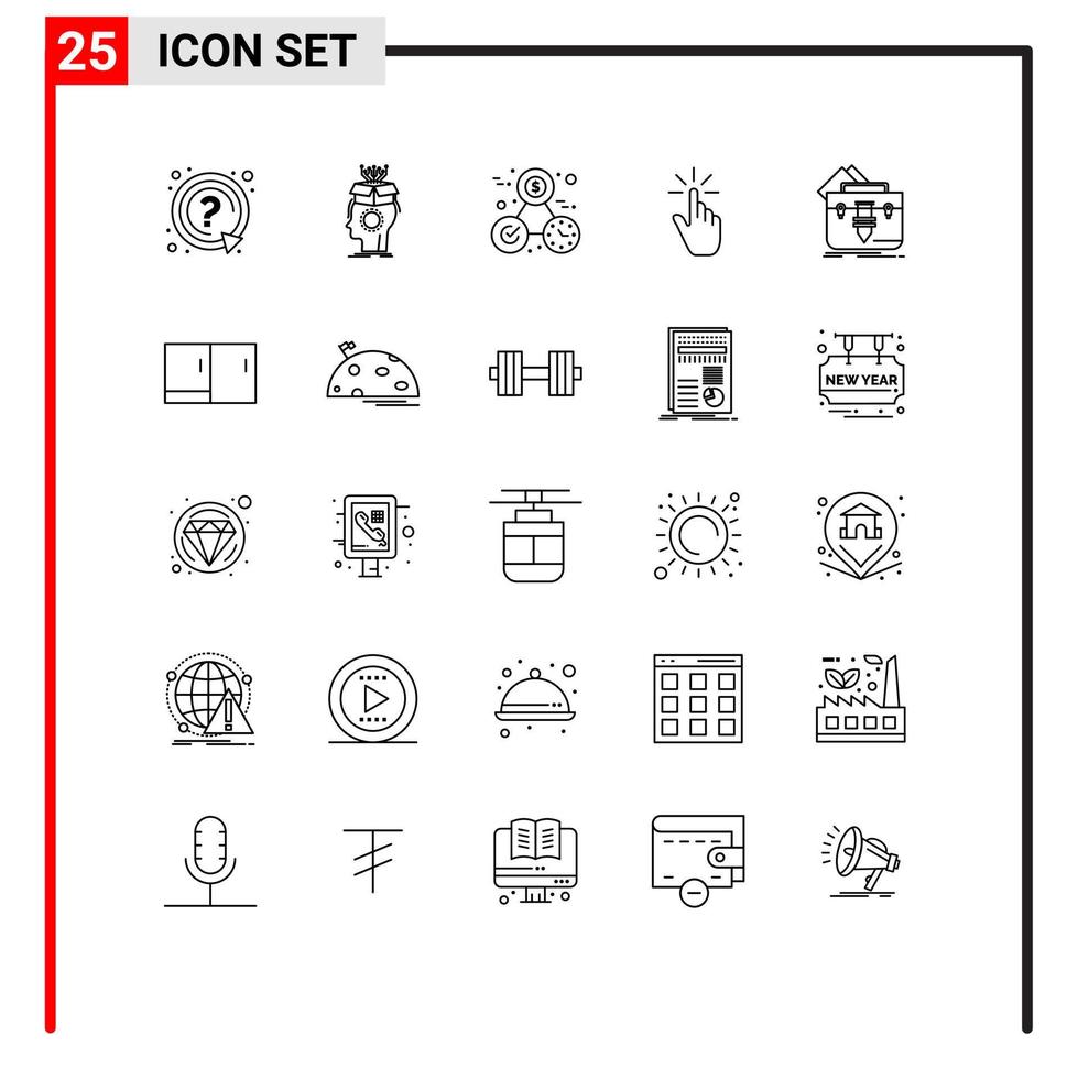 Set of 25 Modern UI Icons Symbols Signs for hand gesture head finger perfection Editable Vector Design Elements