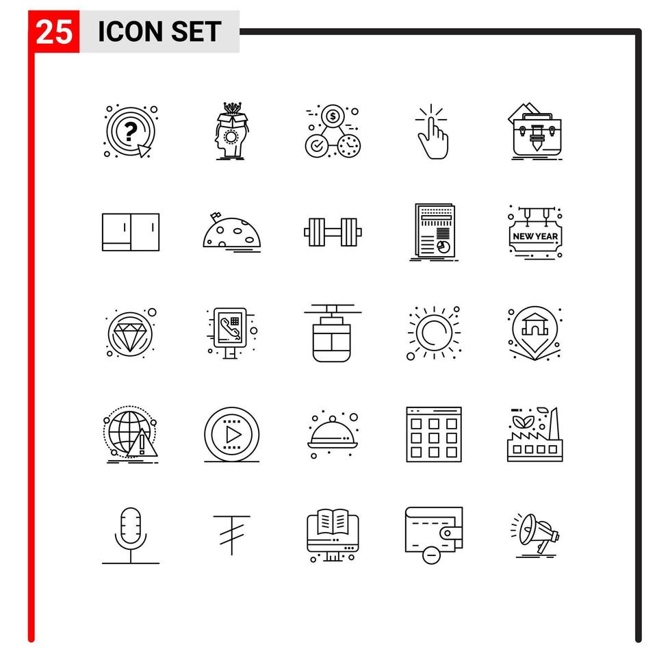 conjunto de 25 iconos de ui modernos símbolos signos para gesto de mano cabeza dedo perfección elementos de diseño vectorial editables vector
