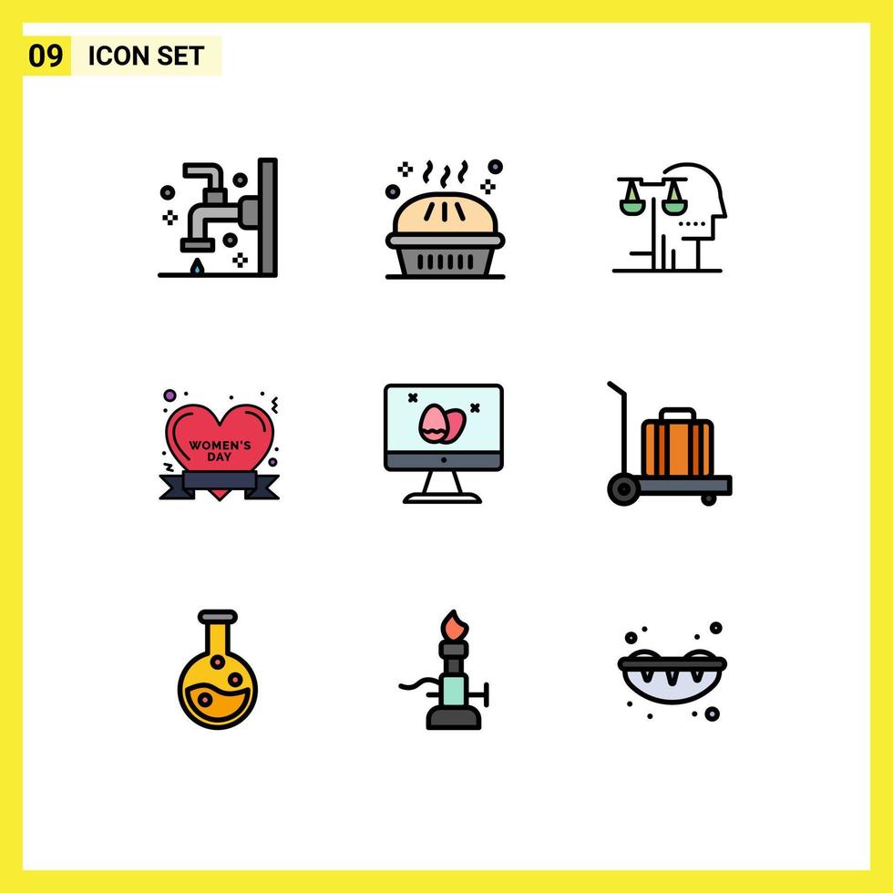 Modern Set of 9 Filledline Flat Colors and symbols such as happy badge pie law human Editable Vector Design Elements