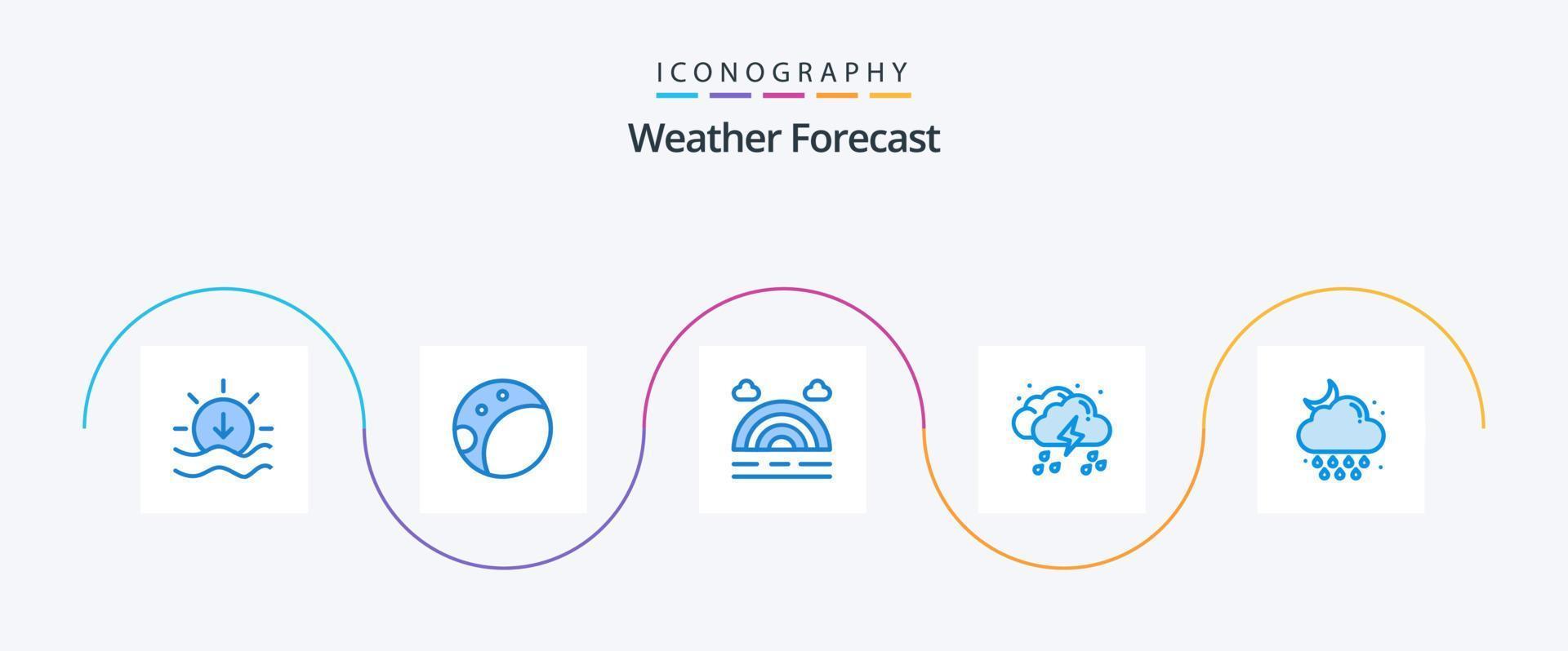 Weather Blue 5 Icon Pack Including moon. rain. cloud. drop. light vector