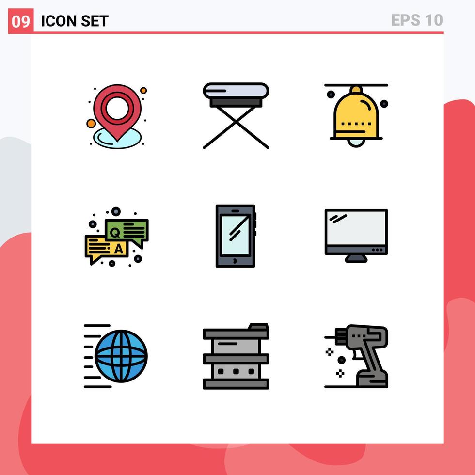 9 iconos creativos signos y símbolos modernos de chat qa notificación de respuesta de asiento elementos de diseño vectorial editables vector