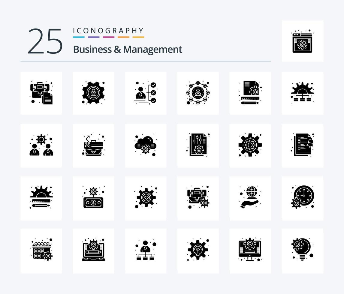 Business And Management 25 Solid Glyph icon pack including seo. content. career. user. affiliate marketing vector