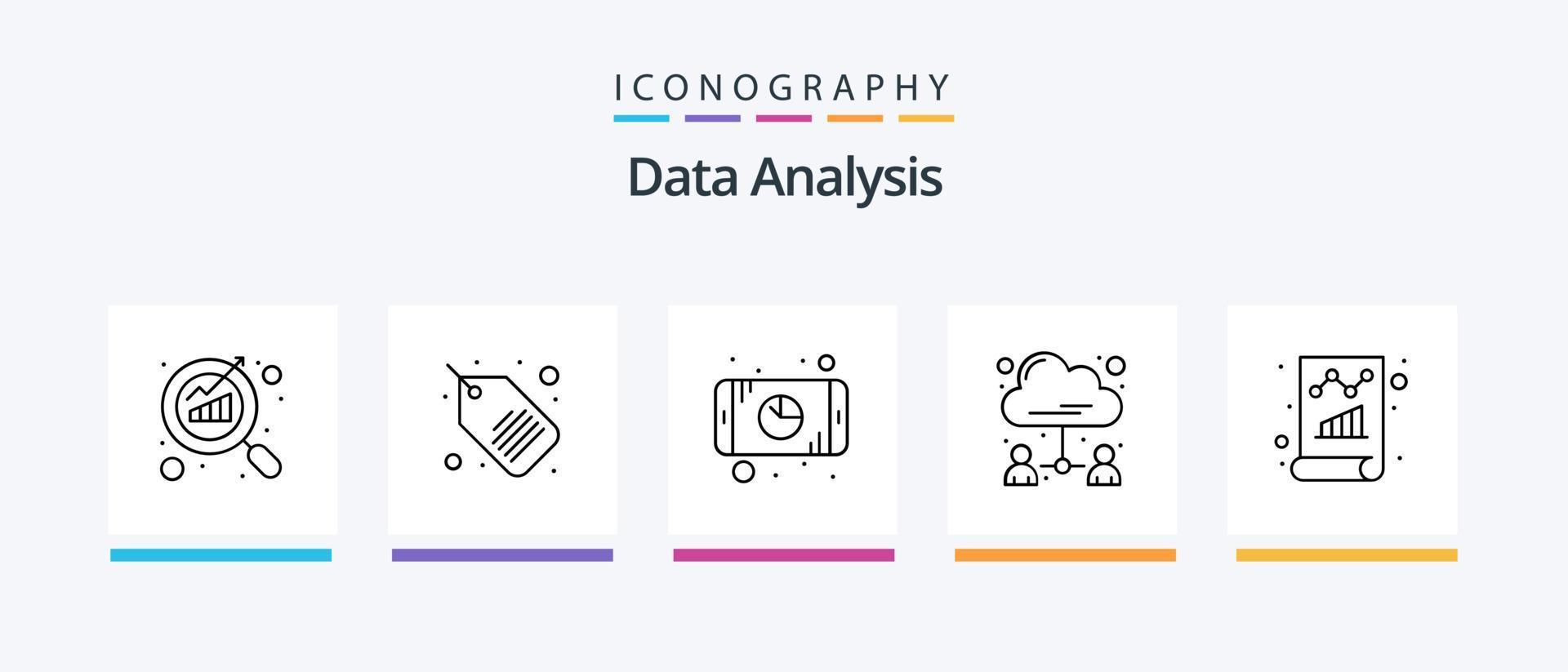 Data Analysis Line 5 Icon Pack Including management. donut. seo. chart. data security. Creative Icons Design vector
