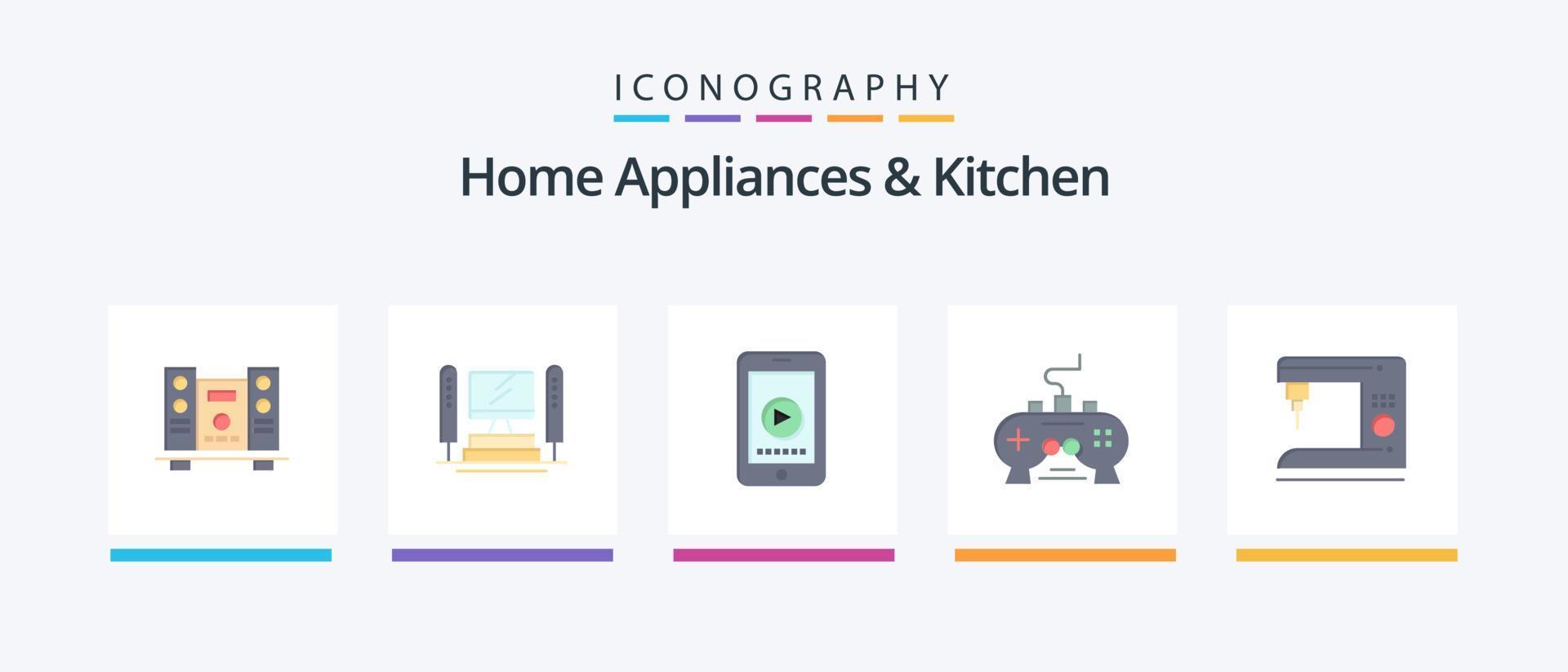 paquete de 5 íconos de electrodomésticos y cocina que incluye café. xbox teléfono. video. juego. diseño de iconos creativos vector