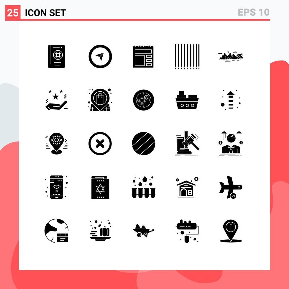 25 Creative Icons Modern Signs and Symbols of nature hill document mountain barcode Editable Vector Design Elements