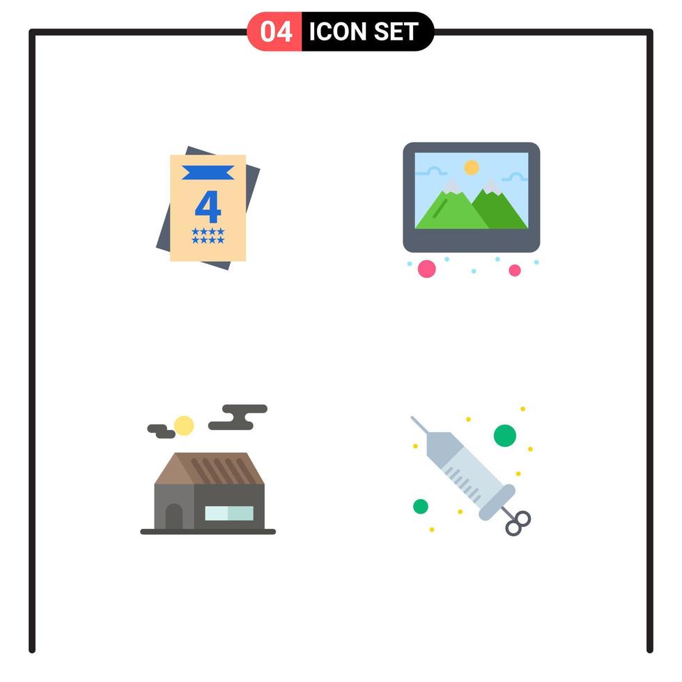 Set of 4 Vector Flat Icons on Grid for invitation sun frame decoration drop Editable Vector Design Elements