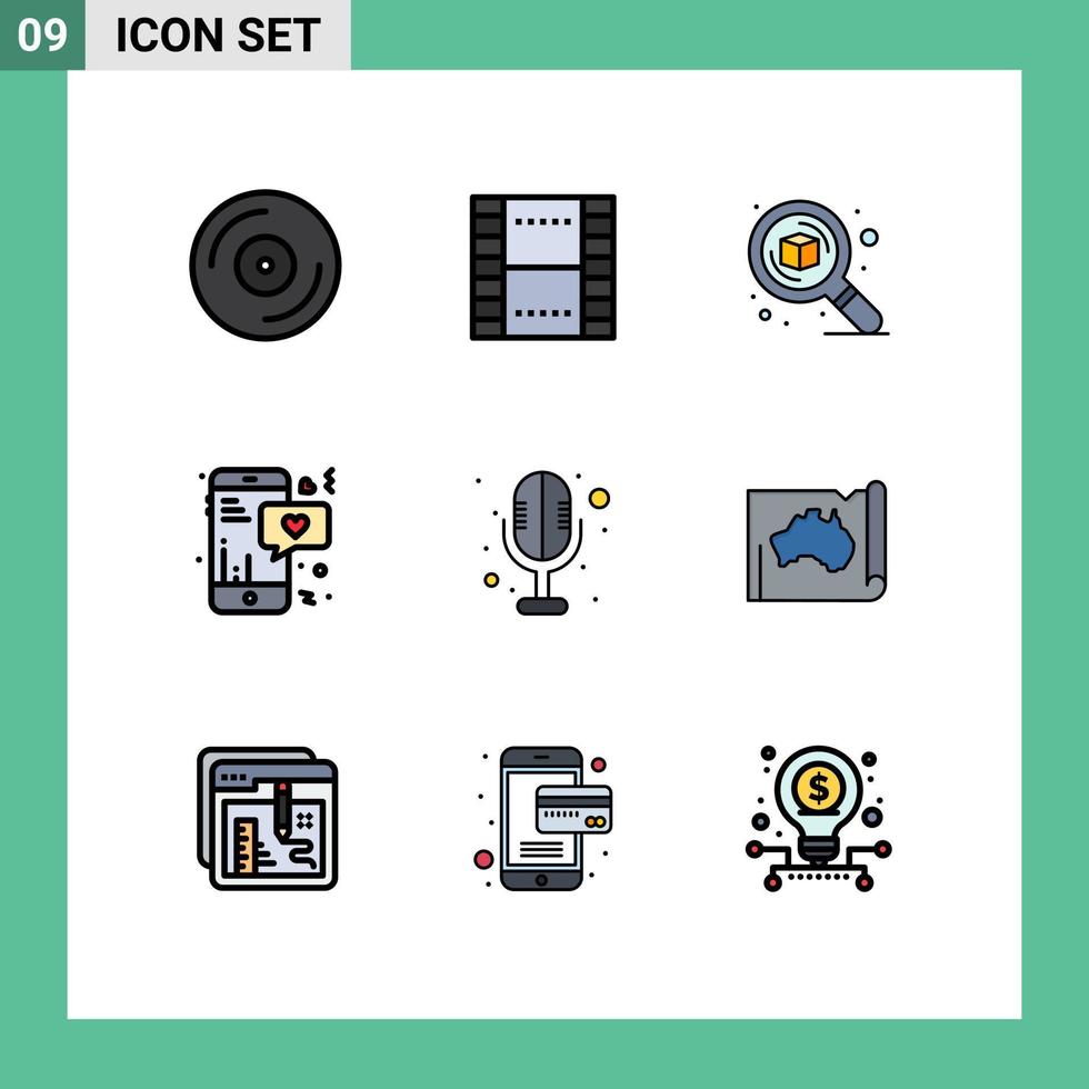 9 Creative Icons Modern Signs and Symbols of chat love ui zoom search Editable Vector Design Elements