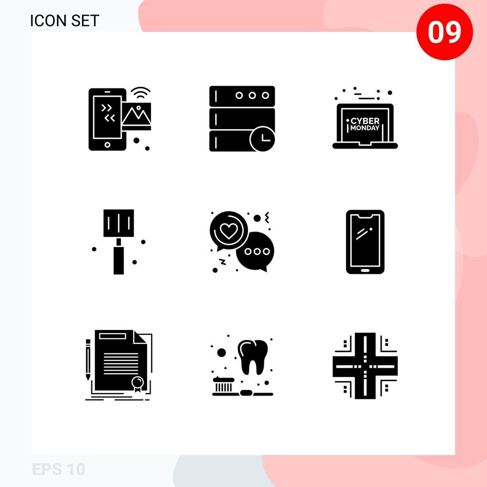 User Interface Pack of 9 Basic Solid Glyphs of day kitchen laptop food drink Editable Vector Design Elements