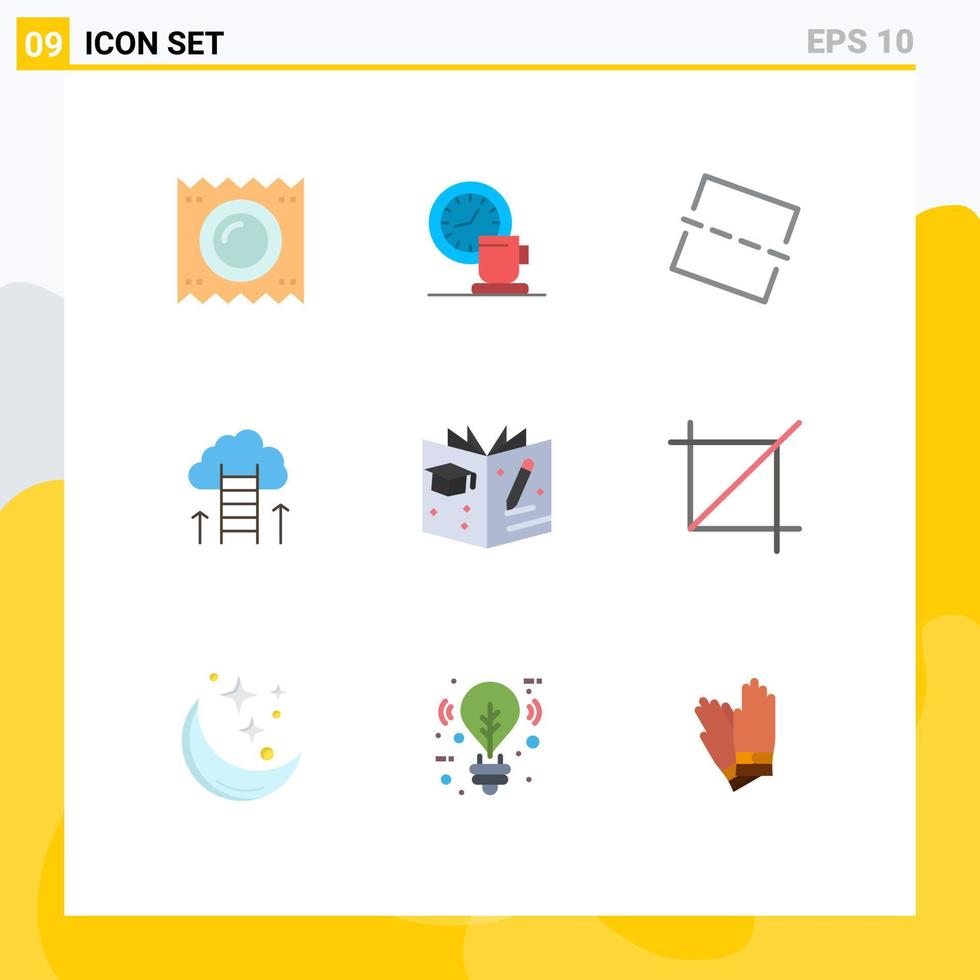 Editable Vector Line Pack of 9 Simple Flat Colors of focus dream time career straighten Editable Vector Design Elements