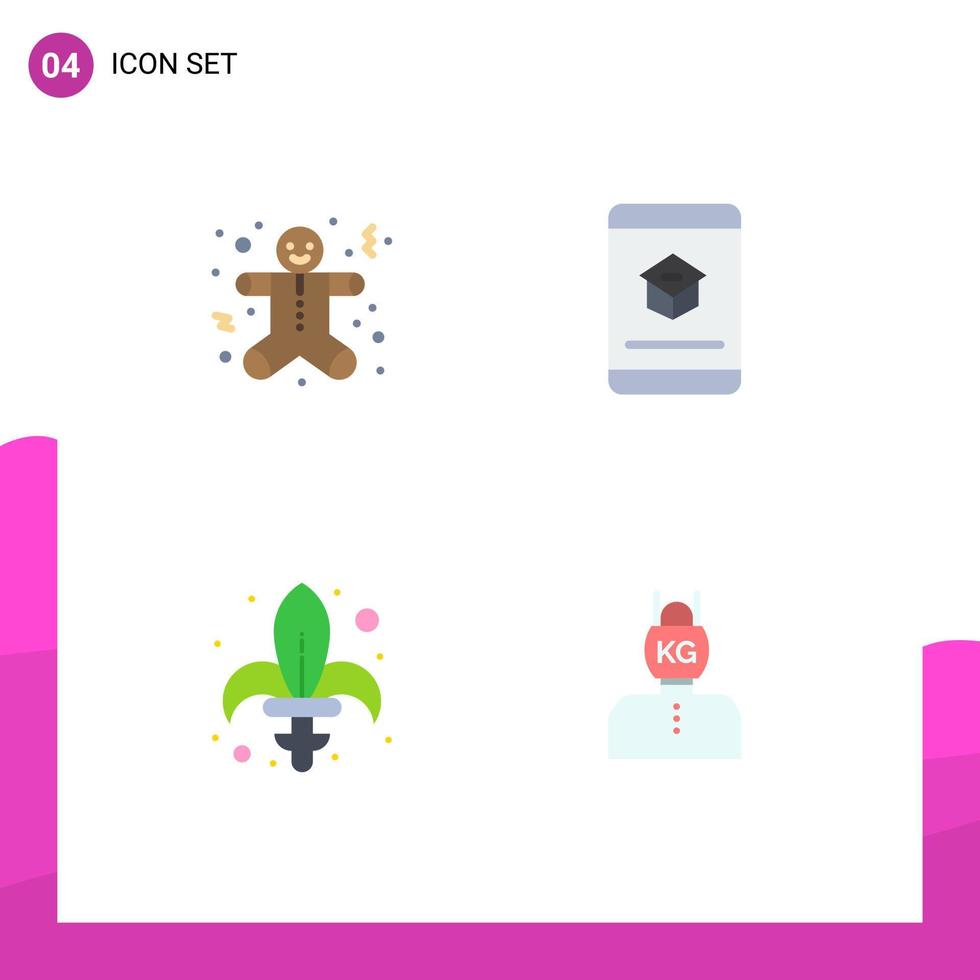 Modern Set of 4 Flat Icons Pictograph of christmas game holidays education mardi Editable Vector Design Elements