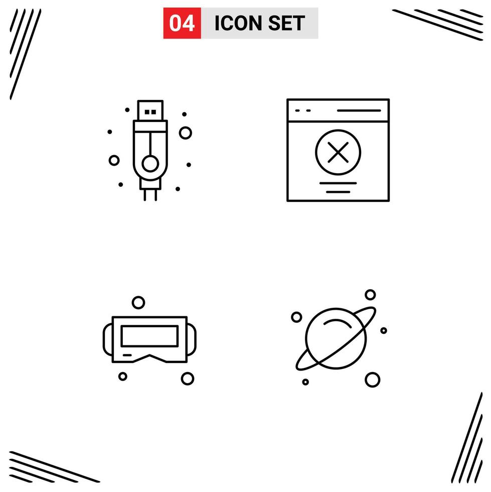 Stock Vector Icon Pack of 4 Line Signs and Symbols for adapter glasses communication message smart Editable Vector Design Elements
