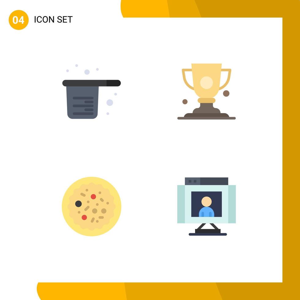 4 Universal Flat Icons Set for Web and Mobile Applications baking italian food cups cup pizza Editable Vector Design Elements