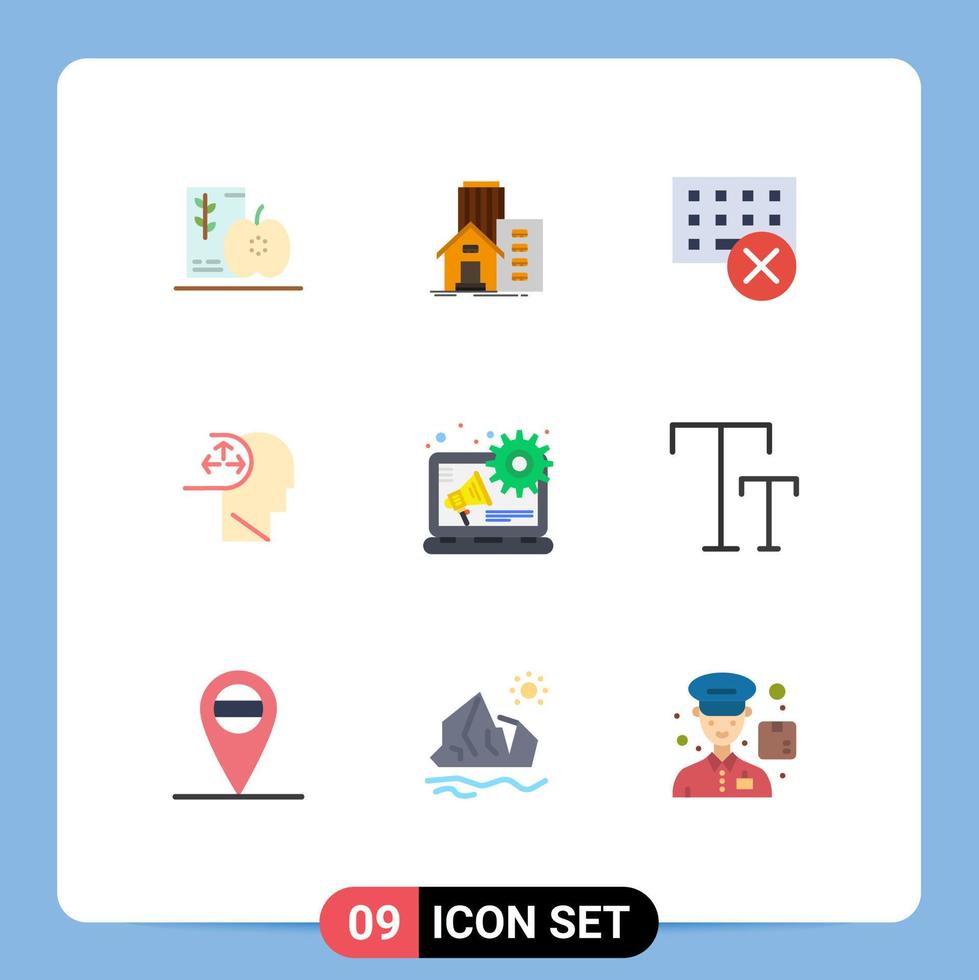 Group of 9 Modern Flat Colors Set for man autism appartment keyboard gadget Editable Vector Design Elements