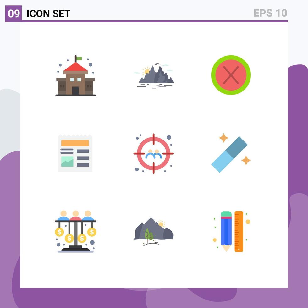 Pictogram Set of 9 Simple Flat Colors of man ui close basic user Editable Vector Design Elements