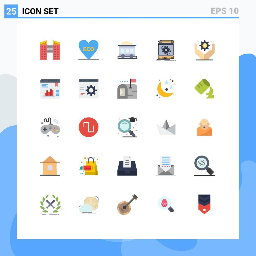 Set of 25 Modern UI Icons Symbols Signs for business operations business administration train prototyping process Editable Vector Design Elements