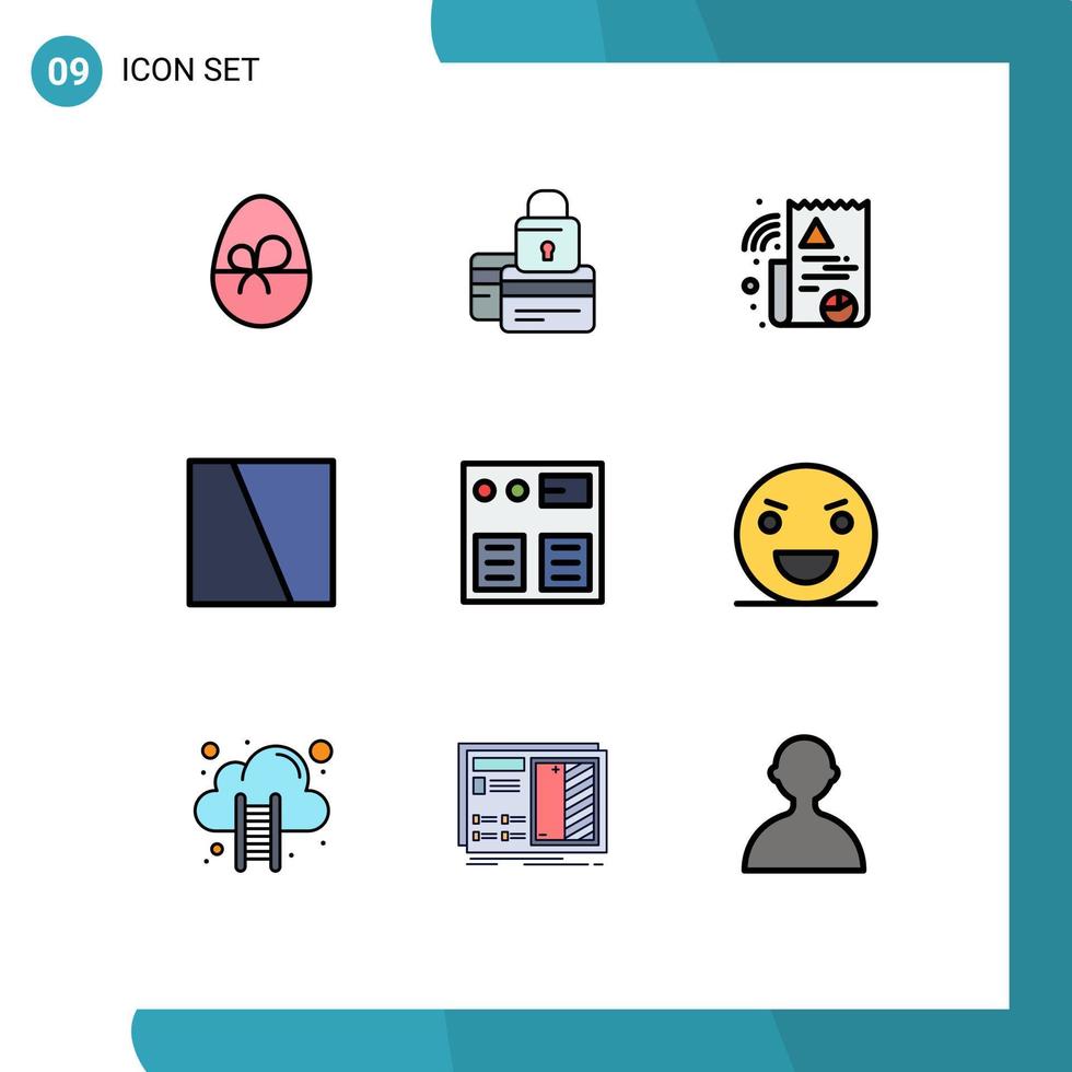 9 Universal Filledline Flat Colors Set for Web and Mobile Applications arrow interface secure image file Editable Vector Design Elements