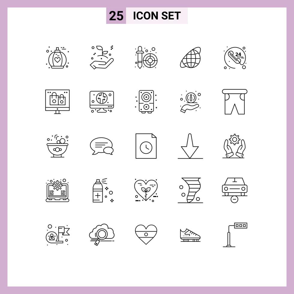 25 User Interface Line Pack of modern Signs and Symbols of communication anytime dropper universe orbit Editable Vector Design Elements