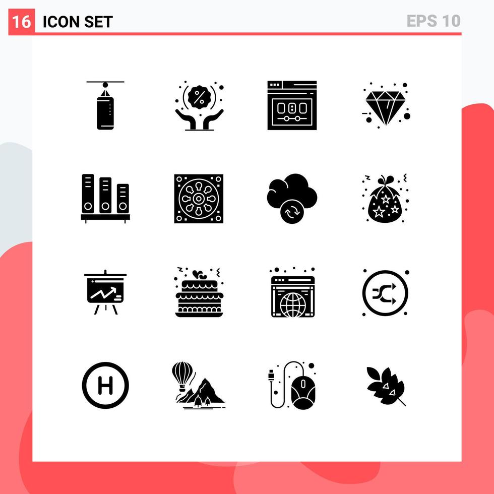 Stock Vector Icon Pack of 16 Line Signs and Symbols for special friday browser diamond webpage Editable Vector Design Elements