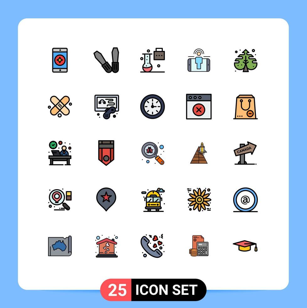 Modern Set of 25 Filled line Flat Colors and symbols such as process leaf science folder plant user engagement Editable Vector Design Elements