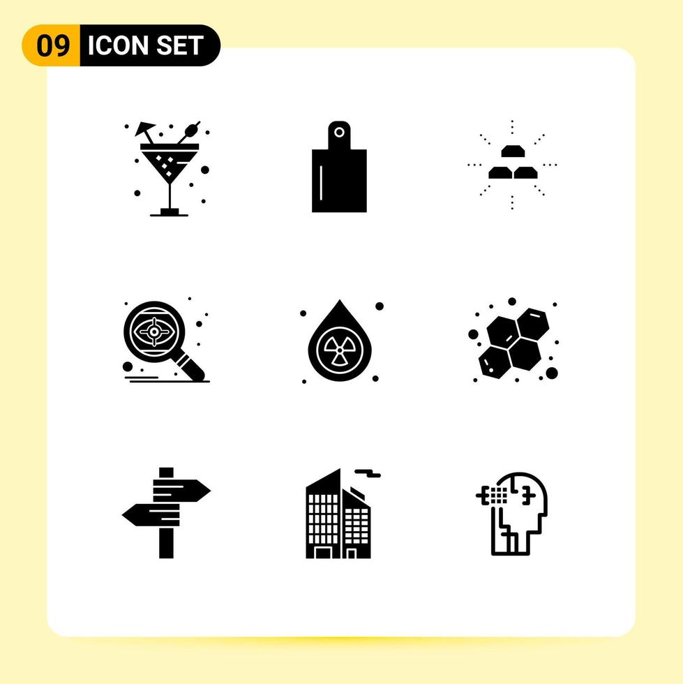 Set of 9 Modern UI Icons Symbols Signs for environment clean gold eye seo Editable Vector Design Elements